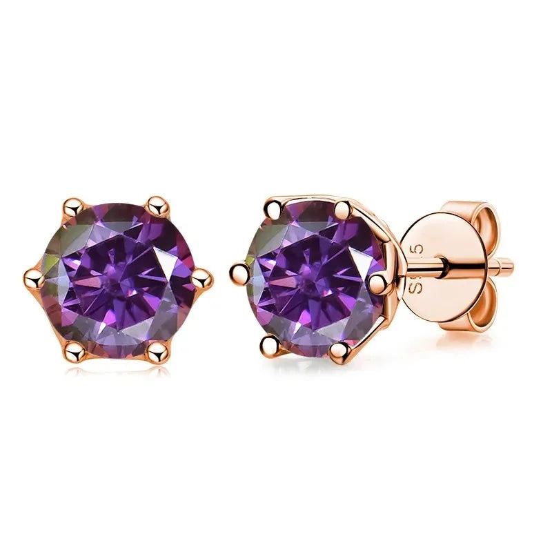 Moissanite Stud Earrings 0.5/1/2 CT Rose Gold Plated Sterling Silver 925