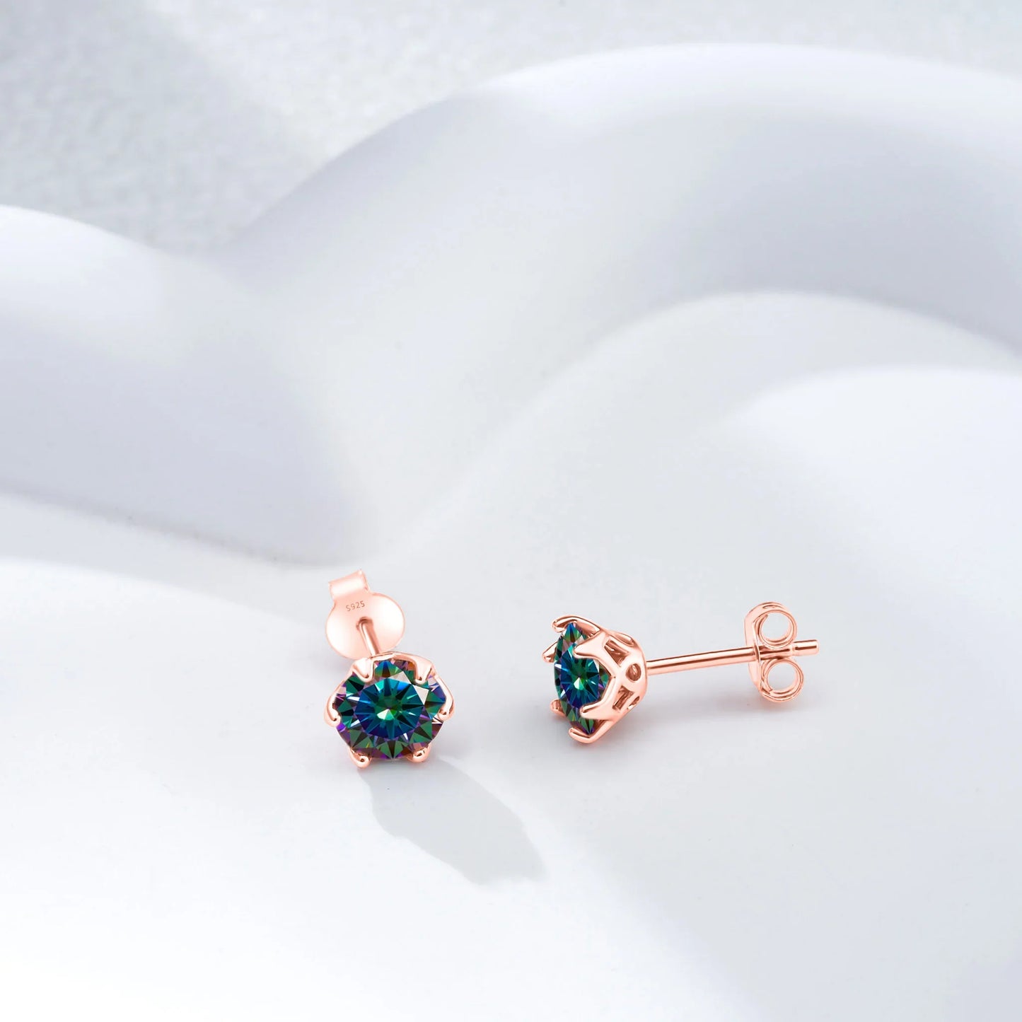 Moissanite Stud Earrings 0.5-2 CT 925 Sterling Silver Rose Gold Plated Gift