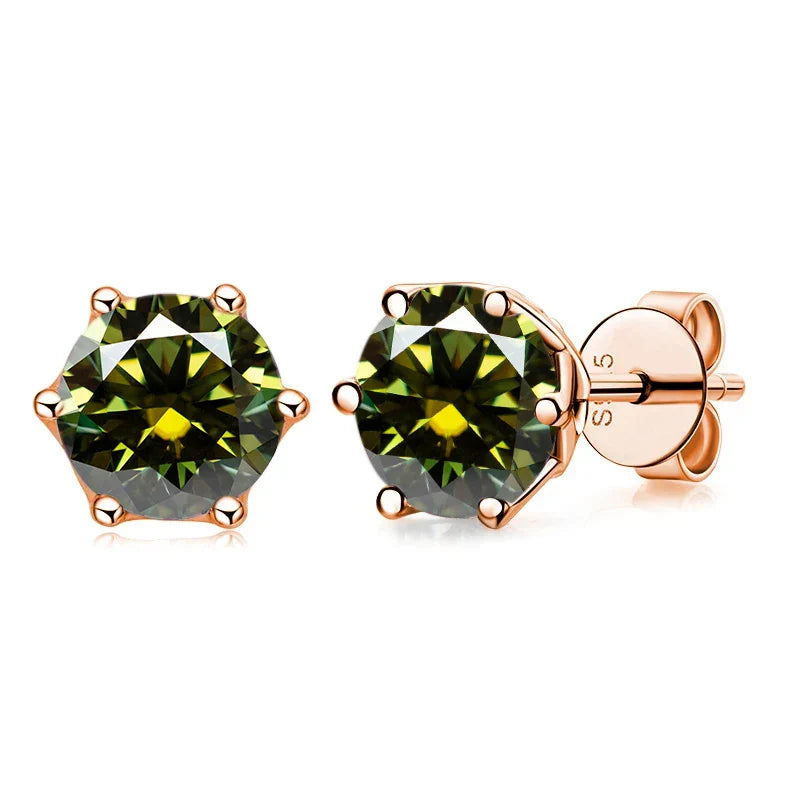 Moissanite Stud Earrings 0.5/1/2 CT Rose Gold Plated Sterling Silver 925