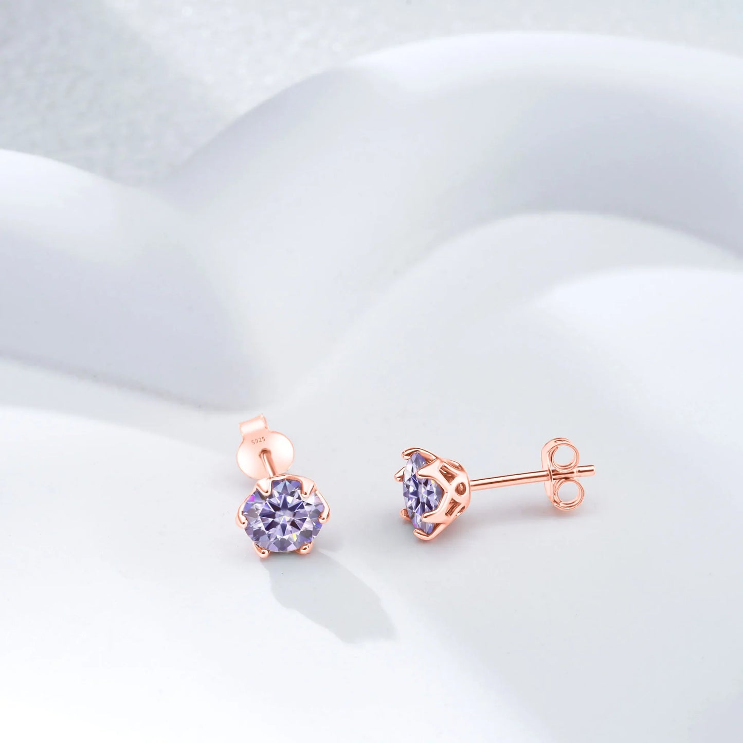 Moissanite Stud Earrings 0.5-2 CT 925 Sterling Silver Rose Gold Plated Gift