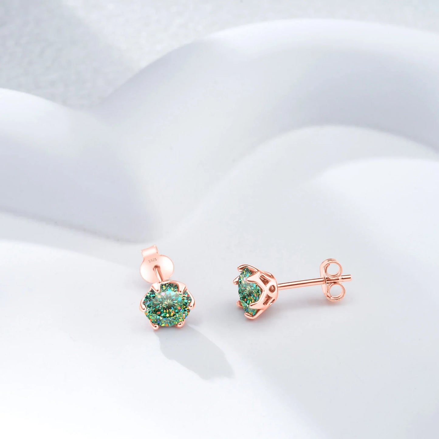 Moissanite Stud Earrings 0.5-2 CT 925 Sterling Silver Rose Gold Plated Gift