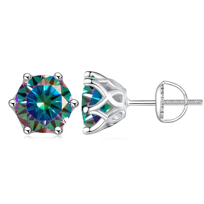 Moissanite Stud Earrings 0.5-2CT Screw Back S925 Sterling Silver 18K Plated