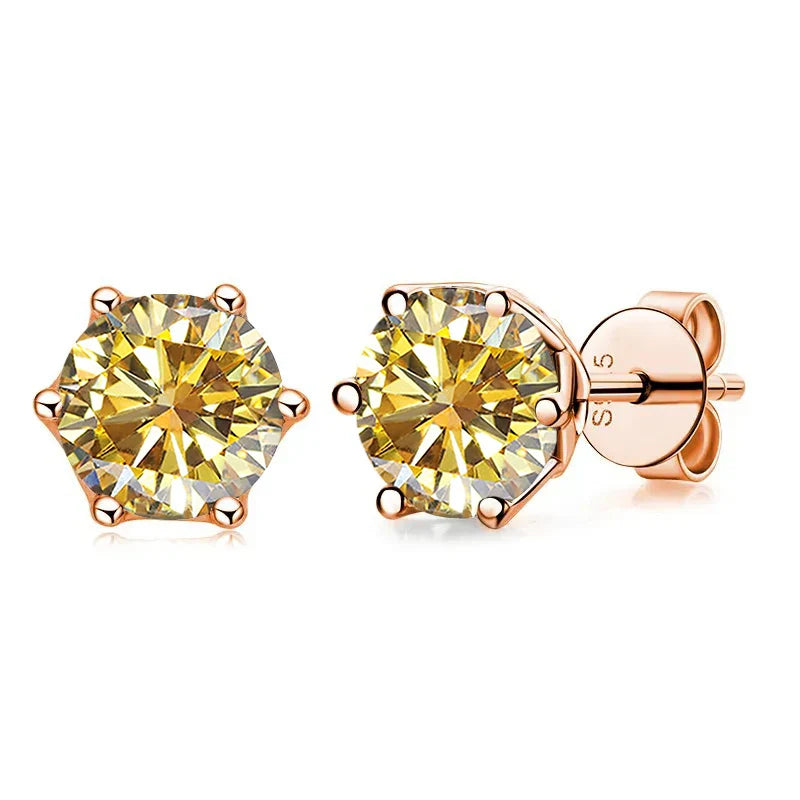 Moissanite Stud Earrings 0.5/1/2 CT Rose Gold Plated Sterling Silver 925