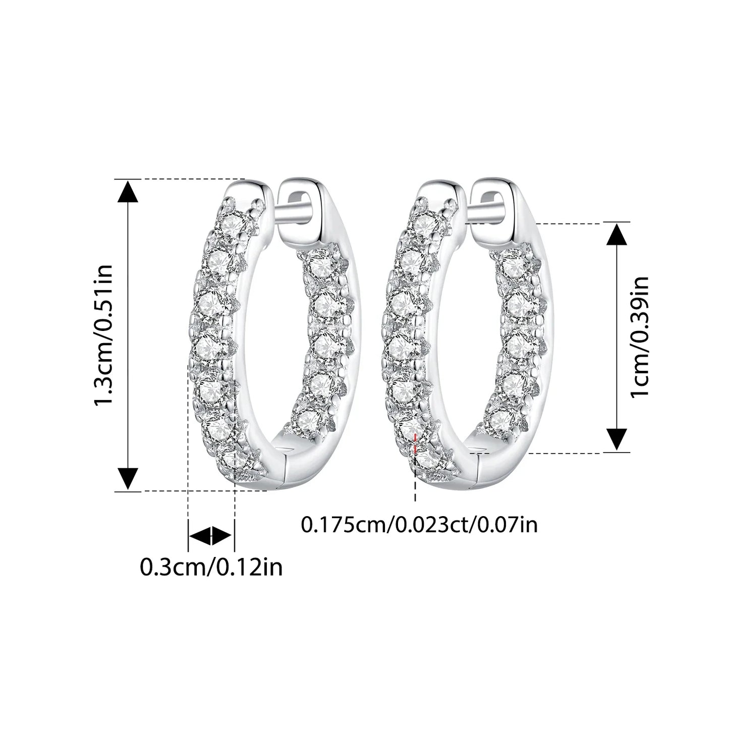 Moissanite Two-Tone Small Hoop Earrings 1cm Round Sparkling Engagement