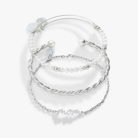 Mom Script Bracelet, Set of 3