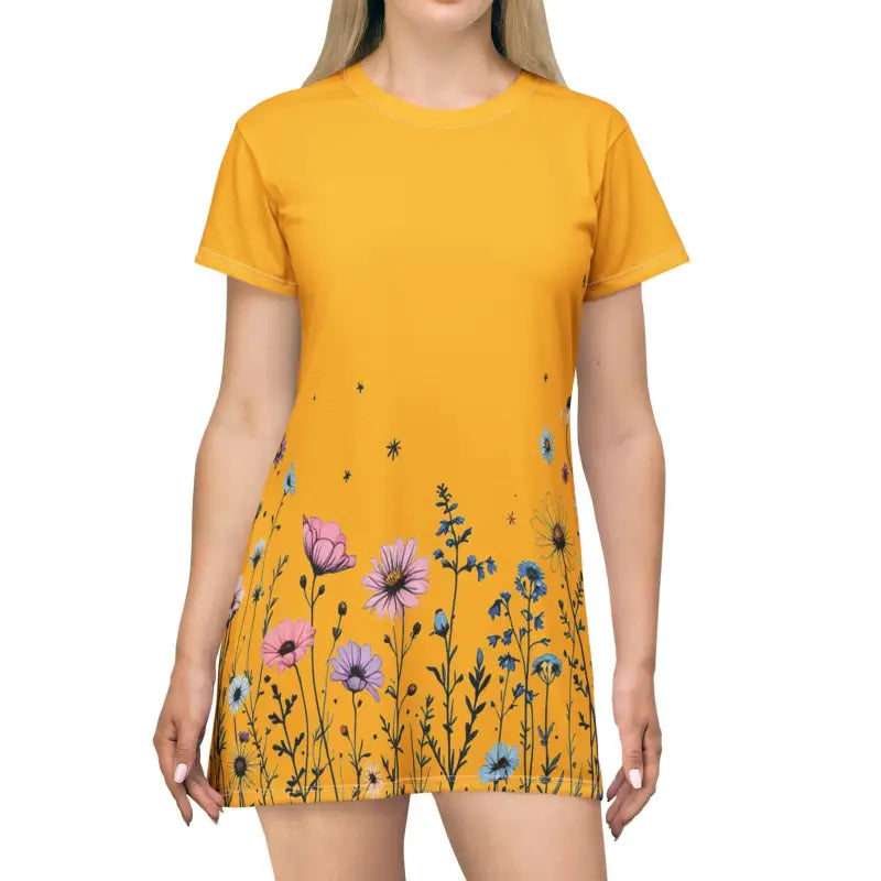 Ocean State Styles Floral Print T Shirt Dress Relaxed Fit