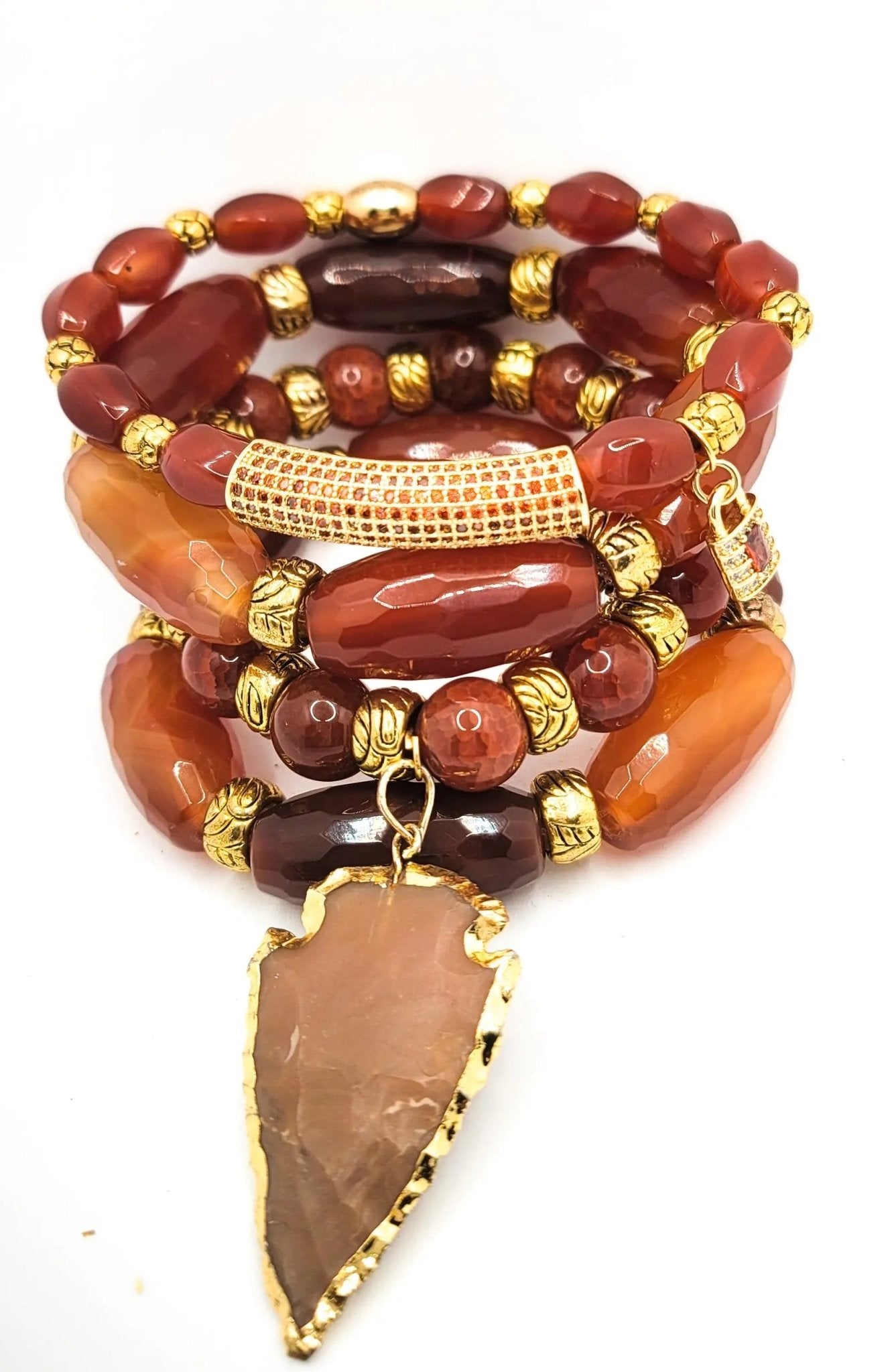 Natural Orange Agate Gemstone Bracelet