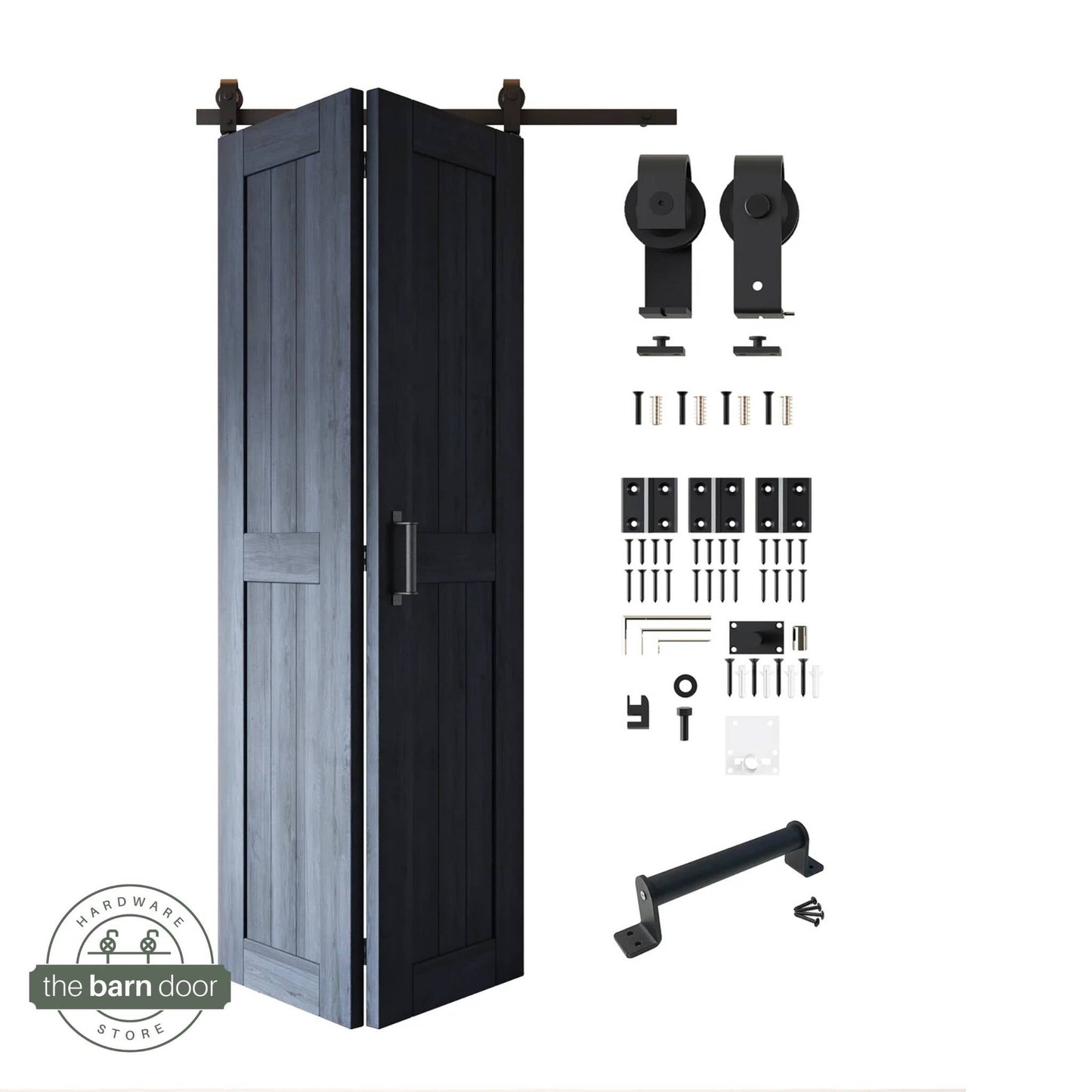 2-Door Bifold Barn Door Kit | Black Hardware