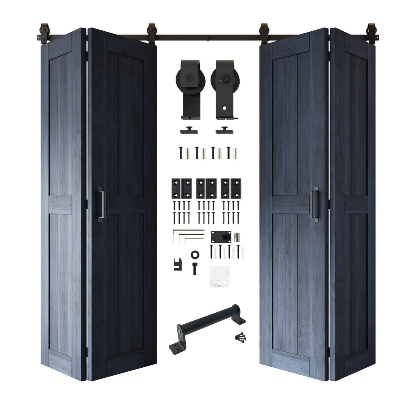 4-Door Bifold Barn Door Kit | Black Hardware