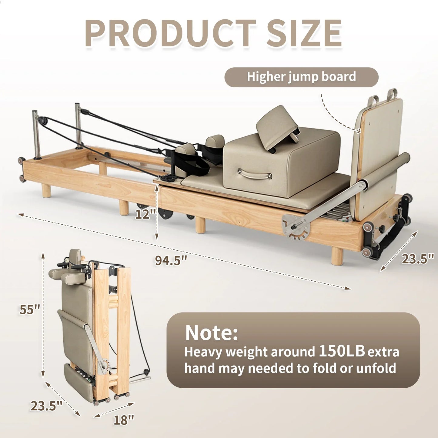 Nexace Wood Pilates Reformer Machine for Home Fitness