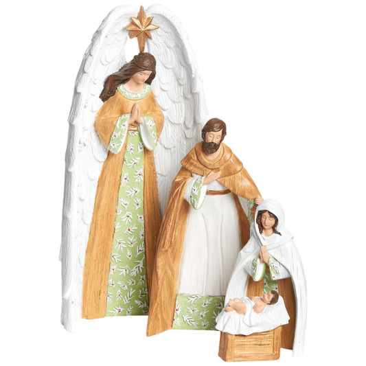 Mistletoe Pattern Nesting Nativity - 4 Piece Set