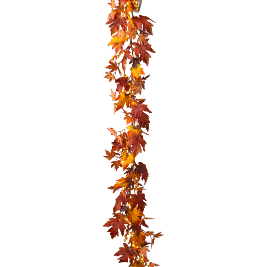 Lighted Harvest Leaf & Berry Garland - 72 Inches