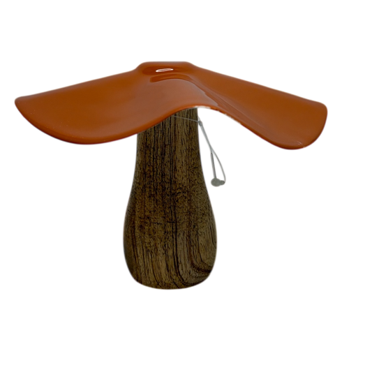 Metal and Mango Wood Mushroom  - Burnt Orange