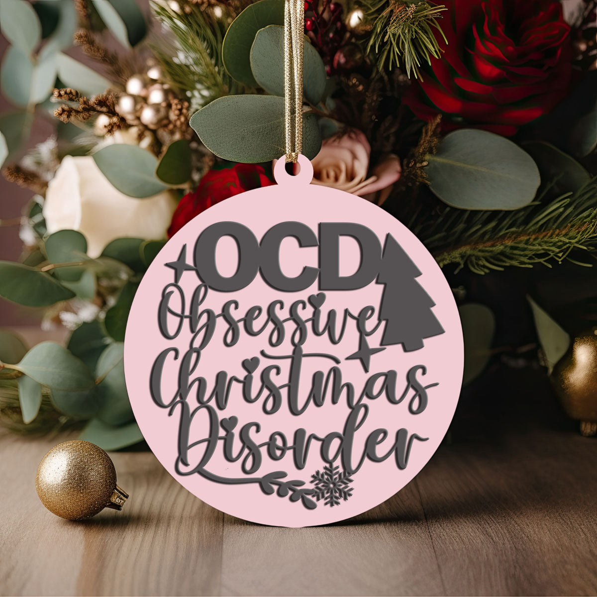 Handcrafted 3D Wooden Christmas Ornaments Imperfect OCD Style Limited Edition Tree Hanging Decor