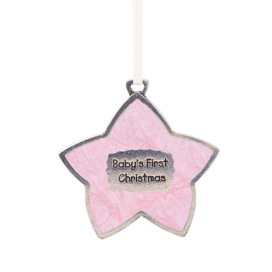 Baby’s First Christmas Ornament – Pink Star Keepsake
