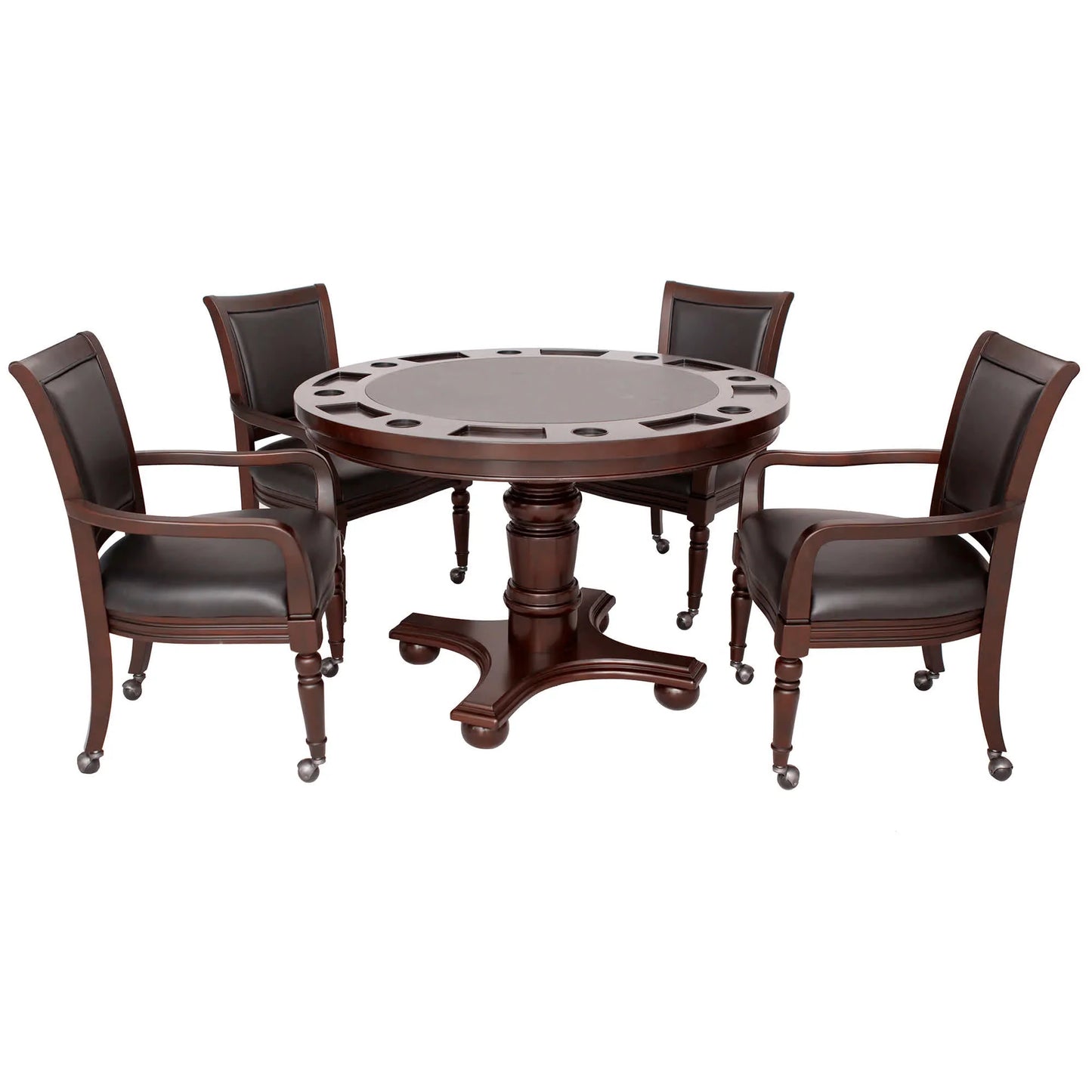 Hathaway Bridgeport 48-in Poker Table and Dining Top with 4 Arm Chairs