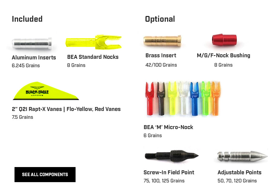 Black Eagle Arrows 36 Pack Carnivore Arrows