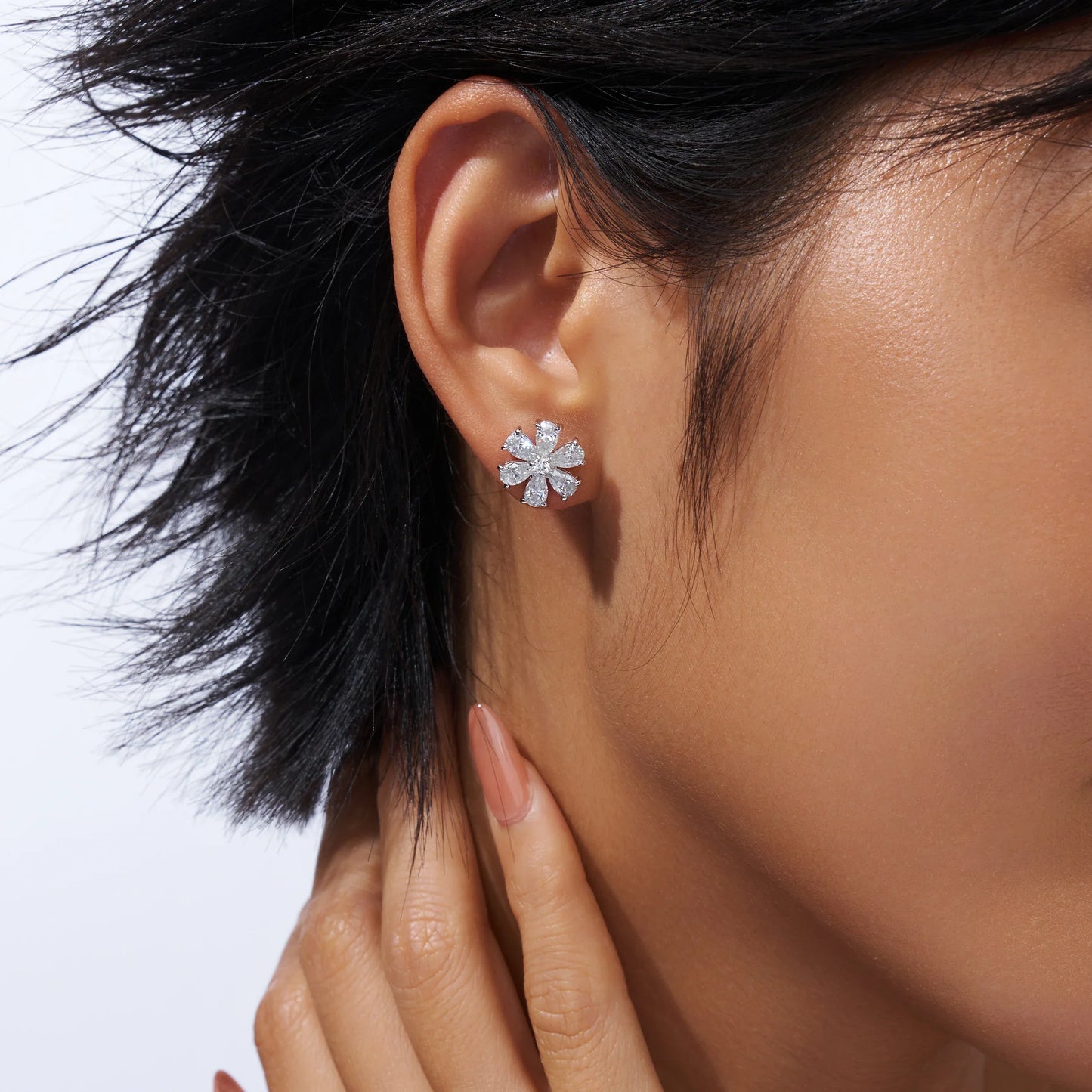 Pear Cut Cluster Moissanite Stud Earrings 3x5mm S925 Silver 18K Gold Plated
