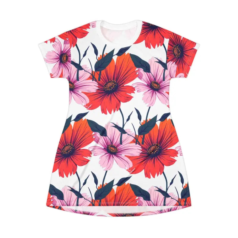 Ocean State Styles T Shirt Dress Floral Print Women Casual