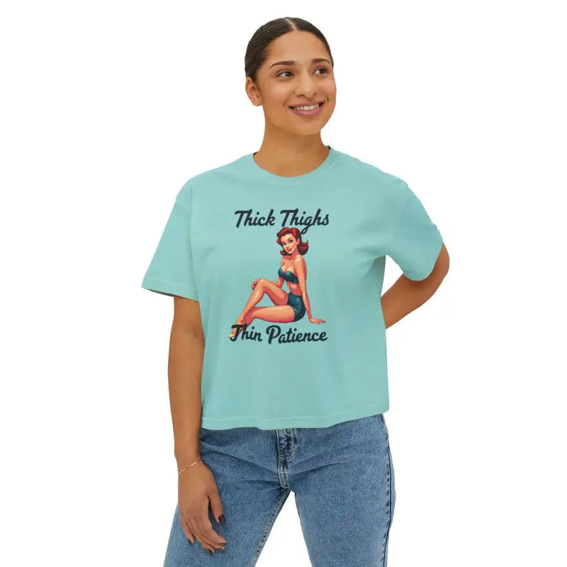 Ocean State Styles Boxy Tee Thick Thighs Thin Patience