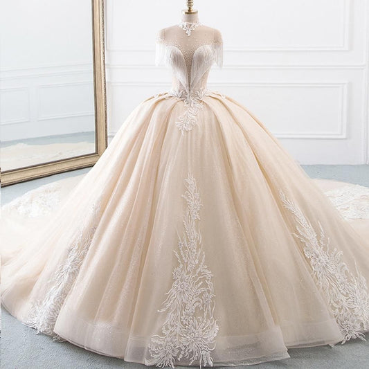 New Luxury High Neck Ball Gown Wedding Dress