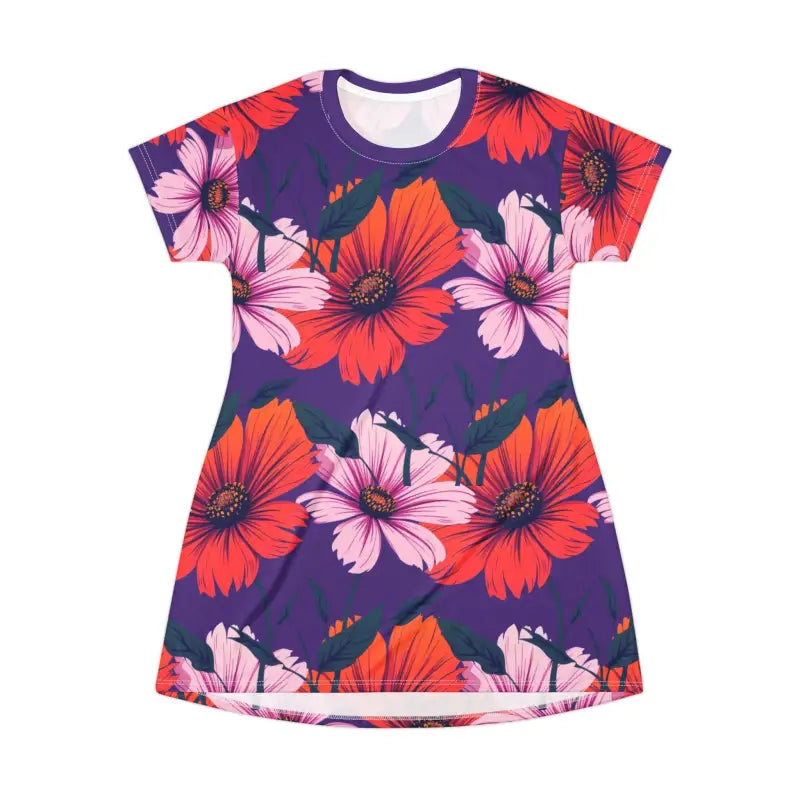 Ocean State Styles Floral Patterned T Shirt Dress Womens