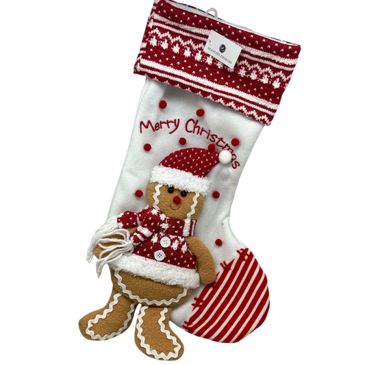 White Gingerbread Dangling Legs Stocking