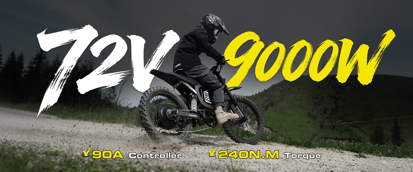 Coswheel R19 Electric Dirt Bike - 72V 9000W Peak, 60 MPH