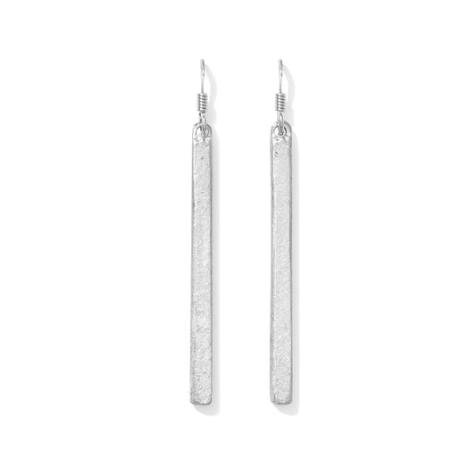 Recycled Aluminum Bombshell Bar Drop Earrings Lightweight 2in Minimalist