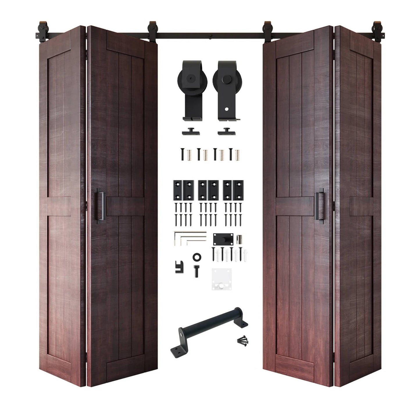 4-Door Bifold Barn Door Kit | Black Hardware