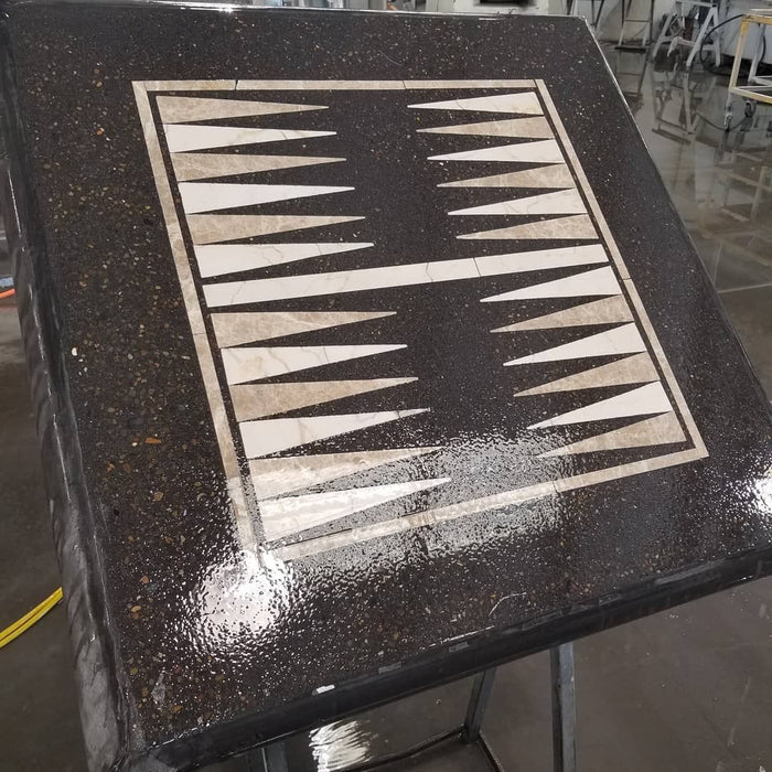 Stone Age Concrete Outdoor Backgammon Table Freestanding