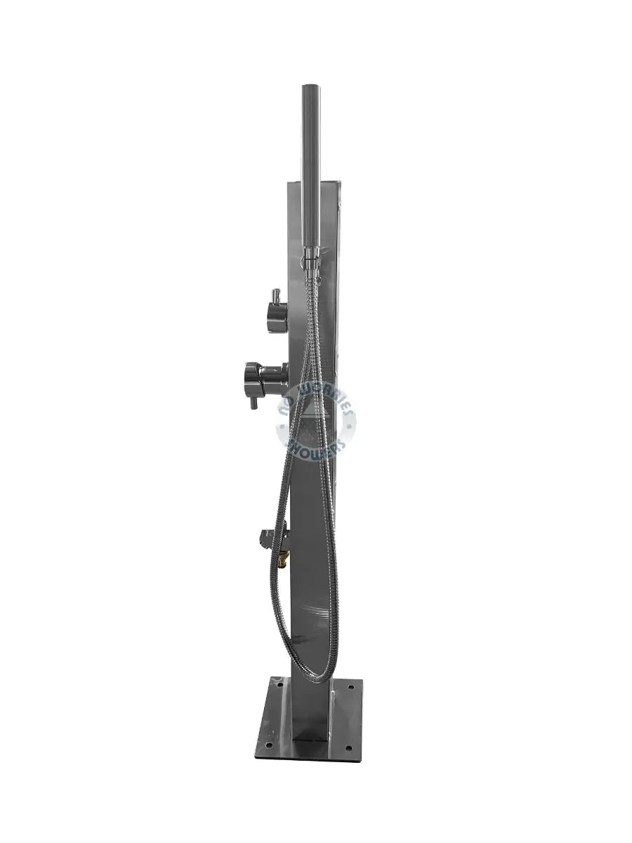 No Worries Showers Rio Wash Station 316L Marine Stainless Steel with Garden Hose Nib, Hot & Cold Mixer & Hand Shower Wand
