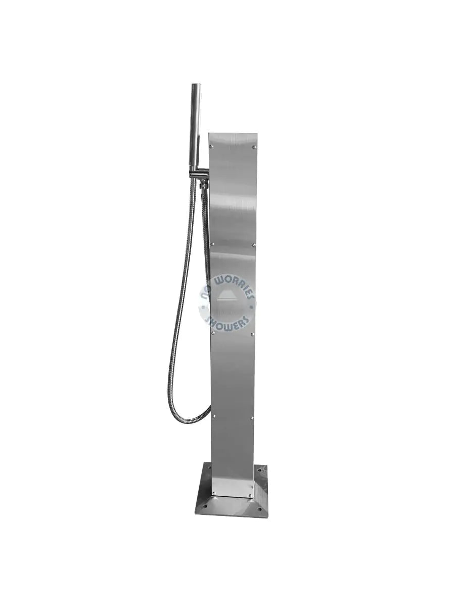 No Worries Showers Rio Wash Station 316L Marine Stainless Steel with Garden Hose Nib, Hot & Cold Mixer & Hand Shower Wand