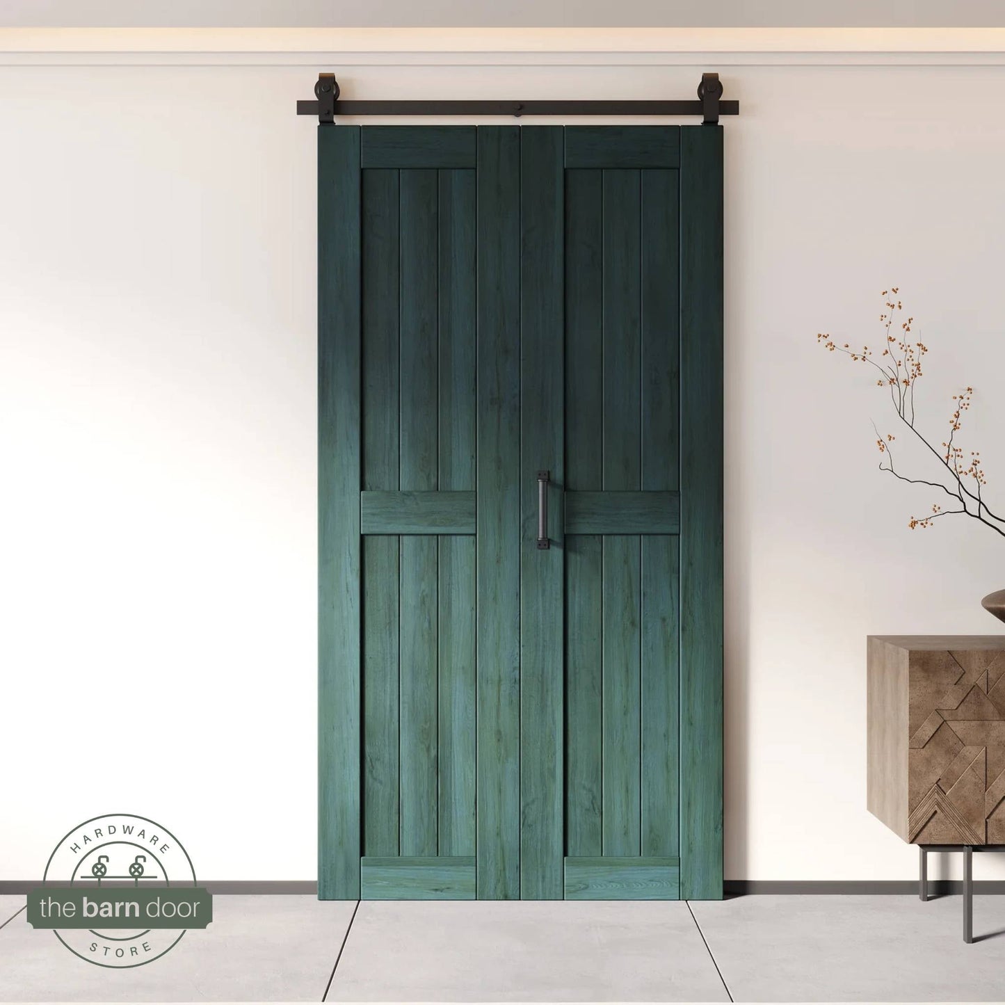 2-Door Bifold Barn Door Kit | Black Hardware