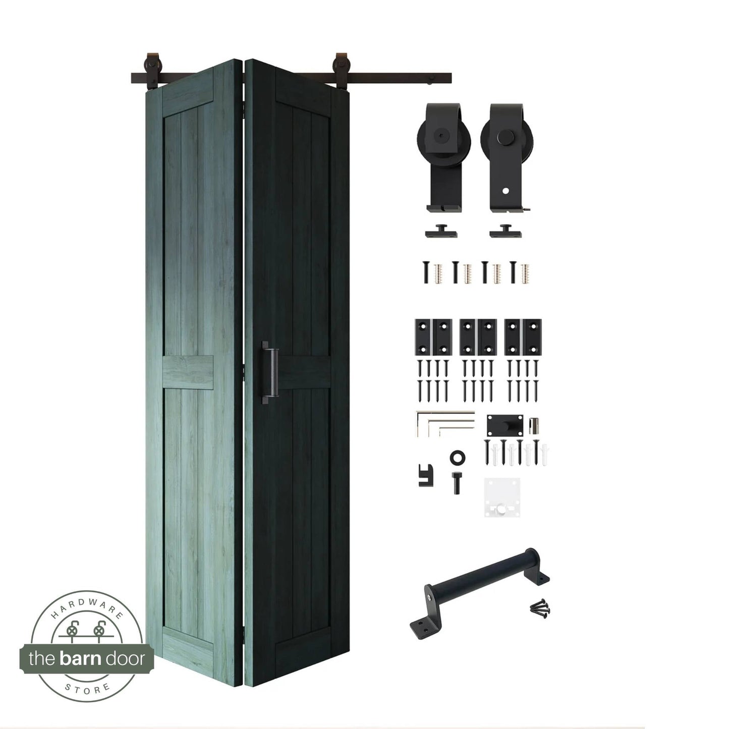 2-Door Bifold Barn Door Kit | Black Hardware