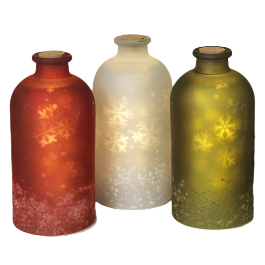 Lighted Snowflake Luminary Bottles -