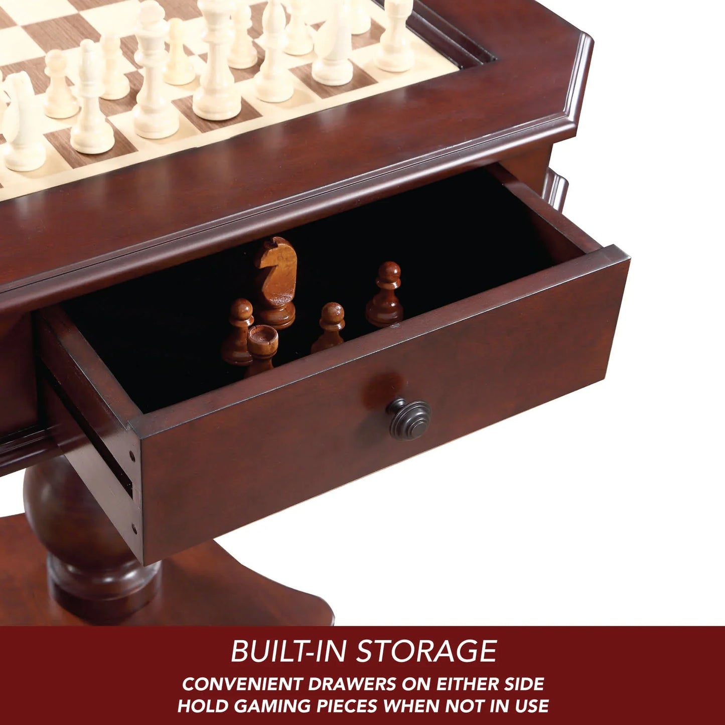 Hathaway Fortress 28-in Chess 3-in-1 Pedestal Game Table Set with Chairs