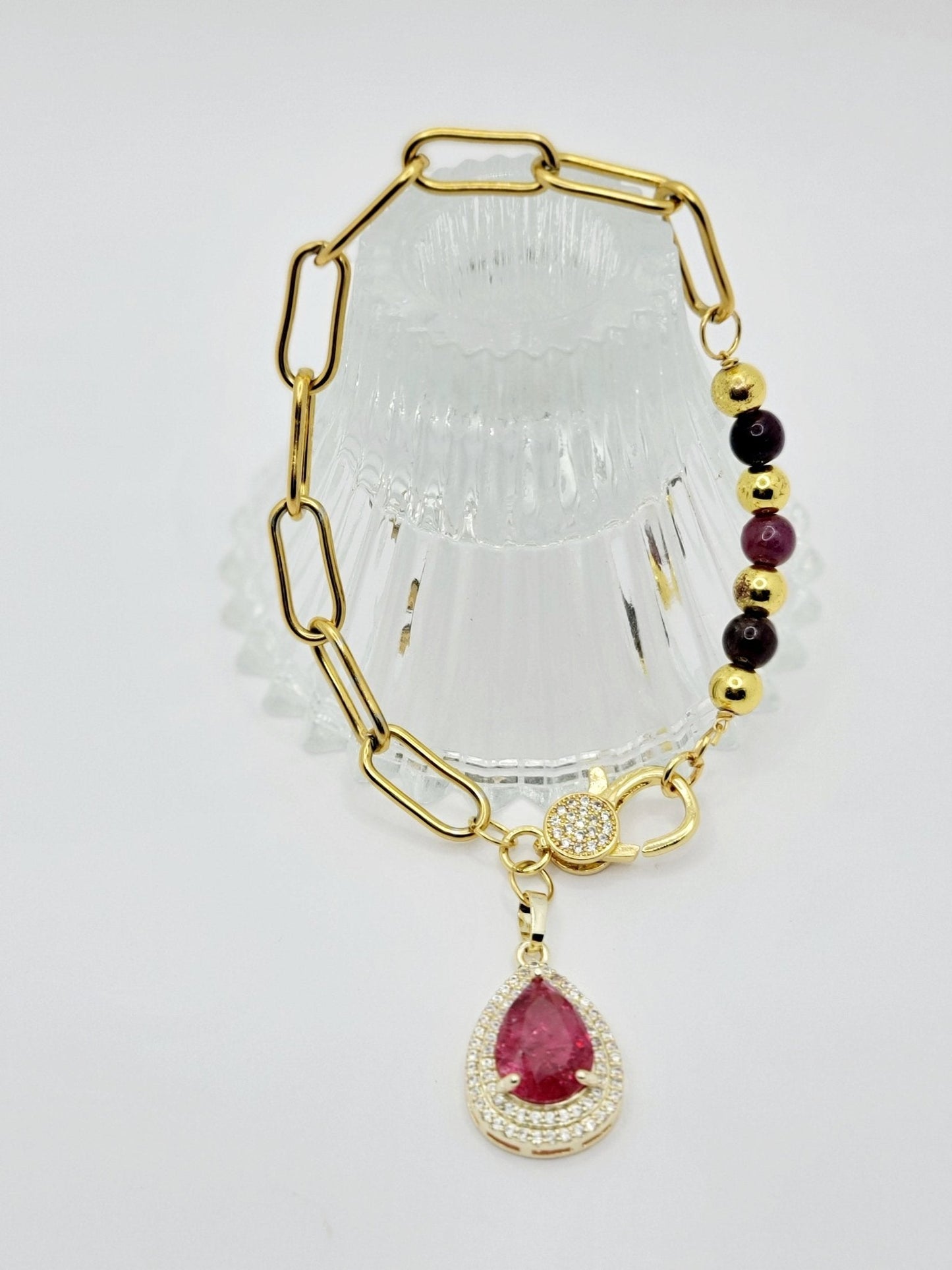 Ruby Chain Link Bracelet