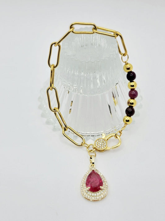 Ruby Chain Link Bracelet