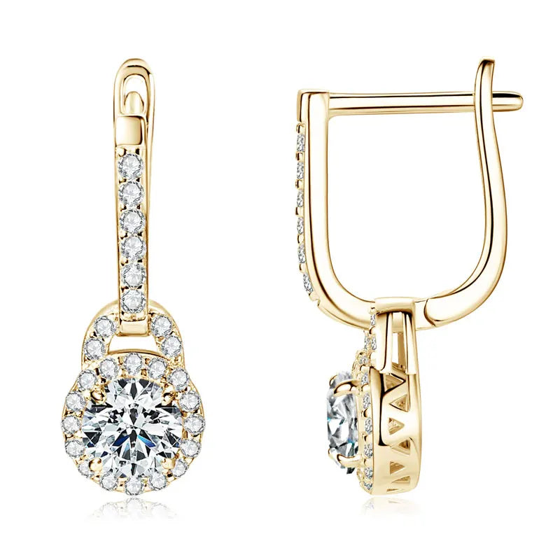 S925 Sterling Silver 0.5ct Moissanite Dangle Hoop Earrings for Women