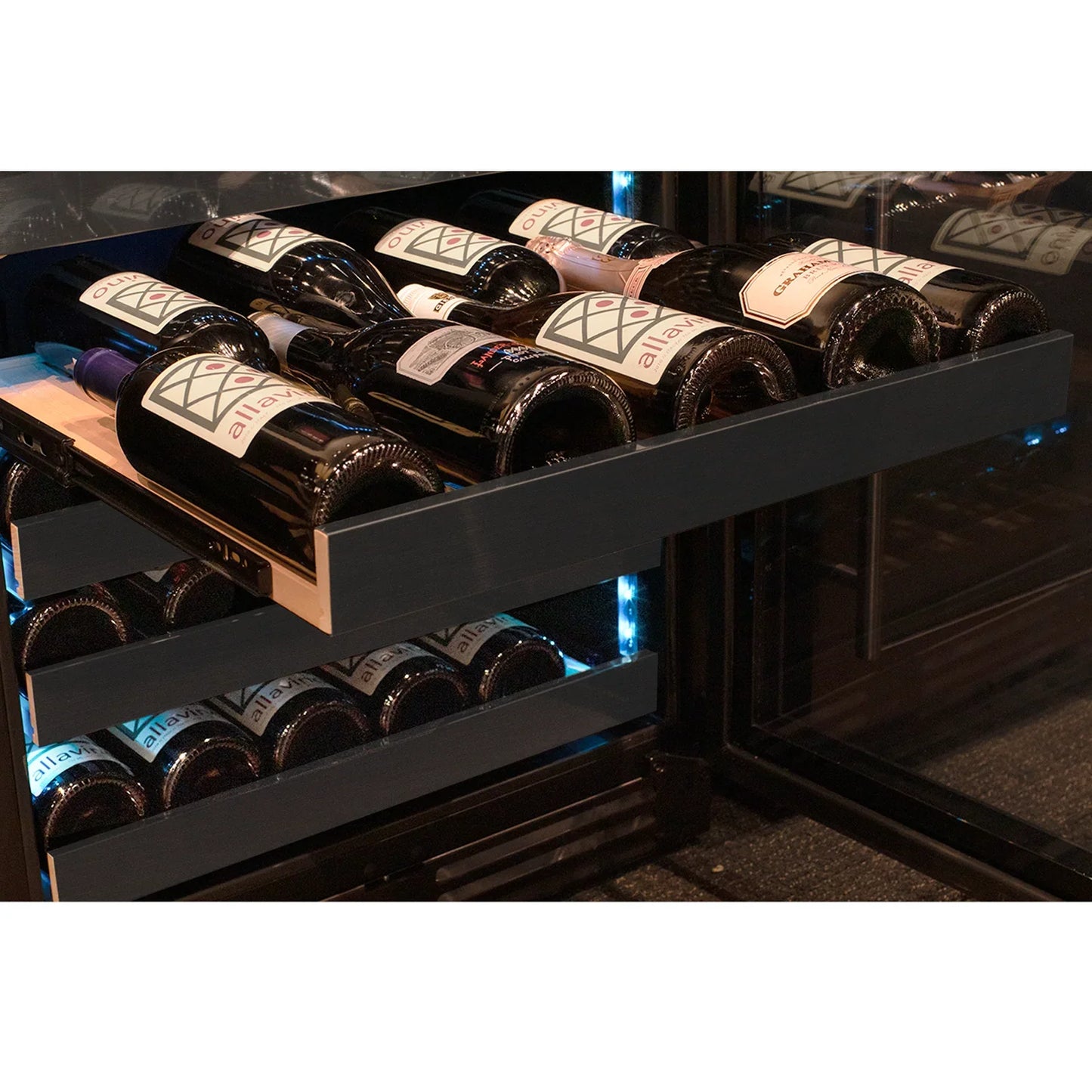 Allavino Reserva Series 100 Bottle 34" Tall Black Stainless Steel Side-by-Side Wine Cooler Refrigerator