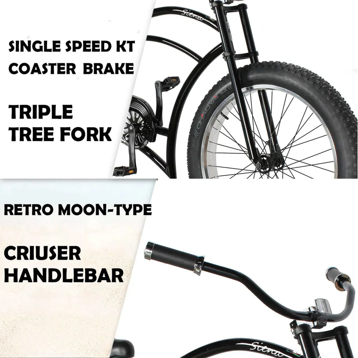 Tracer Siena 26'' Chopper Stretch Cruiser Fat Tire Bike 1 Speed/7 Speed