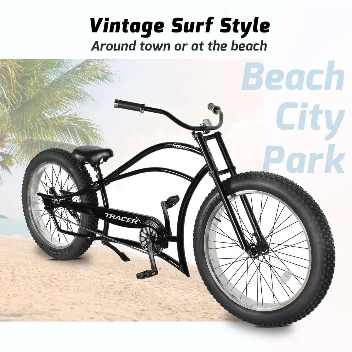 Tracer Siena 26'' Chopper Stretch Cruiser Fat Tire Bike 1 Speed/7 Speed
