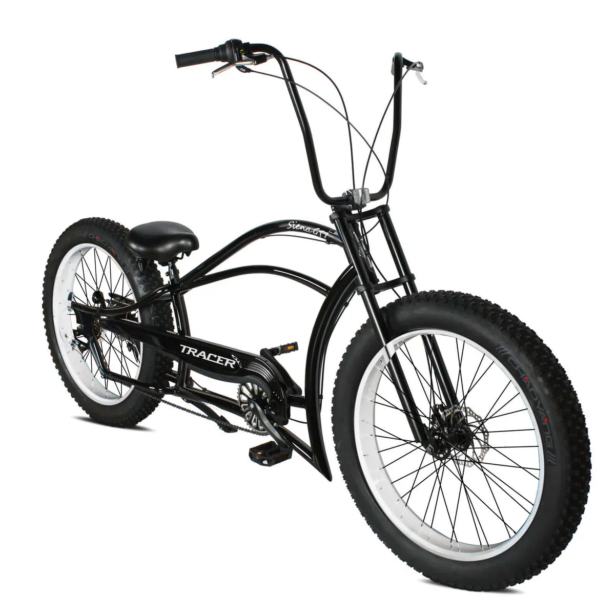 Tracer Siena GT 26'' Chopper Stretch Cruiser Fat Tire Bike Oversized Frame, Hi-rise Handlebar in 1 Speed/7 Speed
