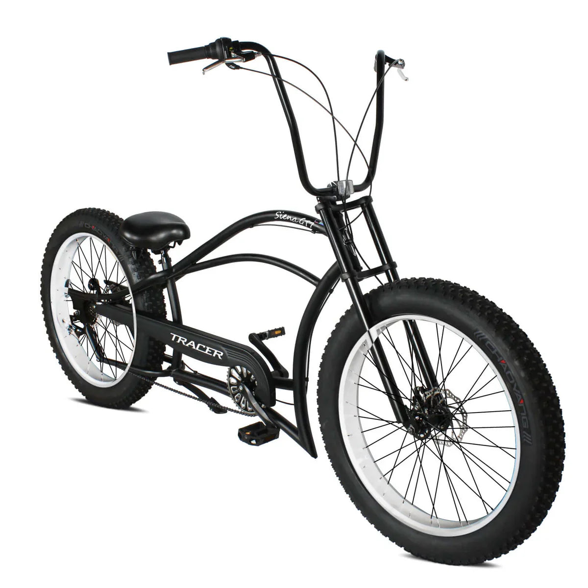 Tracer Siena GT 26'' Chopper Stretch Cruiser Fat Tire Bike Oversized Frame, Hi-rise Handlebar in 1 Speed/7 Speed