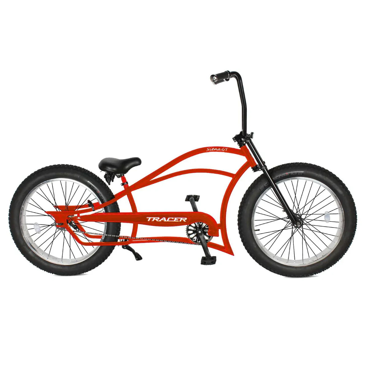 Tracer Siena GT 26'' Chopper Stretch Cruiser Fat Tire Bike Oversized Frame, Hi-rise Handlebar in 1 Speed/7 Speed