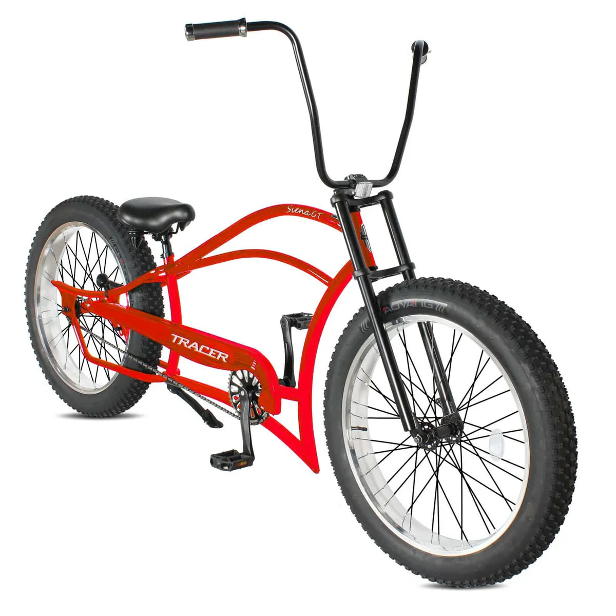 Tracer Siena GT 26'' Chopper Stretch Cruiser Fat Tire Bike Oversized Frame, Hi-rise Handlebar in 1 Speed/7 Speed