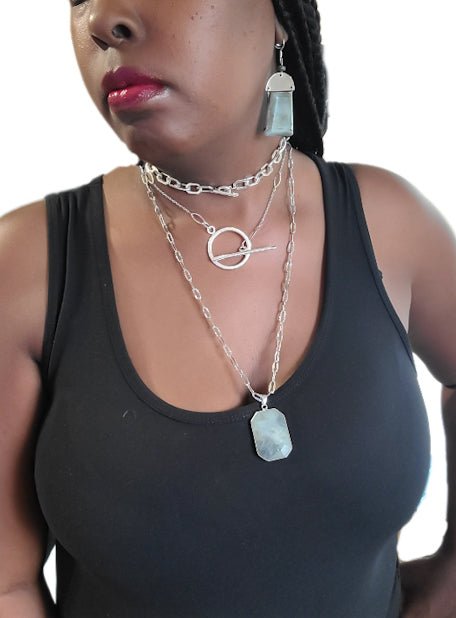 Silver Stainless Steel Interlocking Necklace
