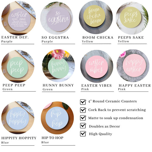 Easter Spring Ceramic Coaster Set 4 Inch Absorbent Drink Coasters Table Protectors Pack
