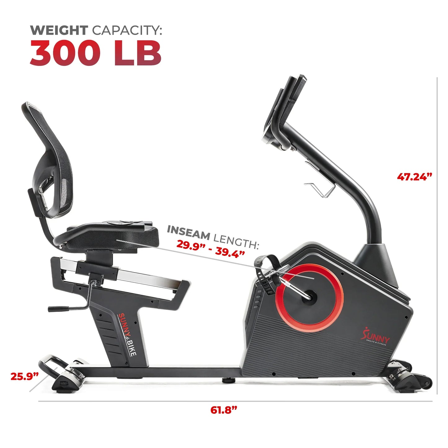Smart Programmable 16 Levels Resistance Recumbent Exercise Bike by Sunny Health & Fitness